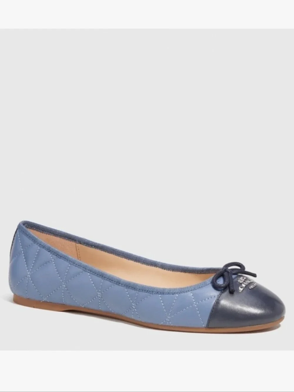 Coach Allyson Quilted Two-Tone Blue Leather Ballet Flats Slip-On Women's 10